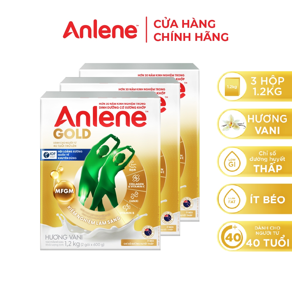 Ảnh Combo 3 hộp Sữa Bột Anlene Gold Hương Vani 1.2kg 3