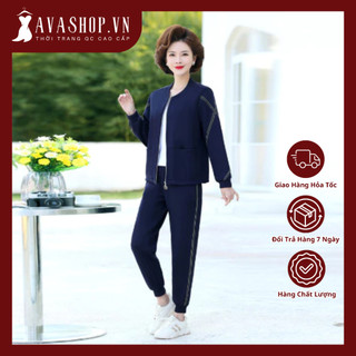 Bộ Thể Thao Dệt Kim Thời Thượng Cho Mẹ Trung Niên AB01