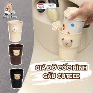 Giá Đỡ Cốc Hình Gấu Cute Cho Ô tô Xe Máy Xe Điện, Giá đỡ chai nước xe máy xe đạp dễ thương - GDC02