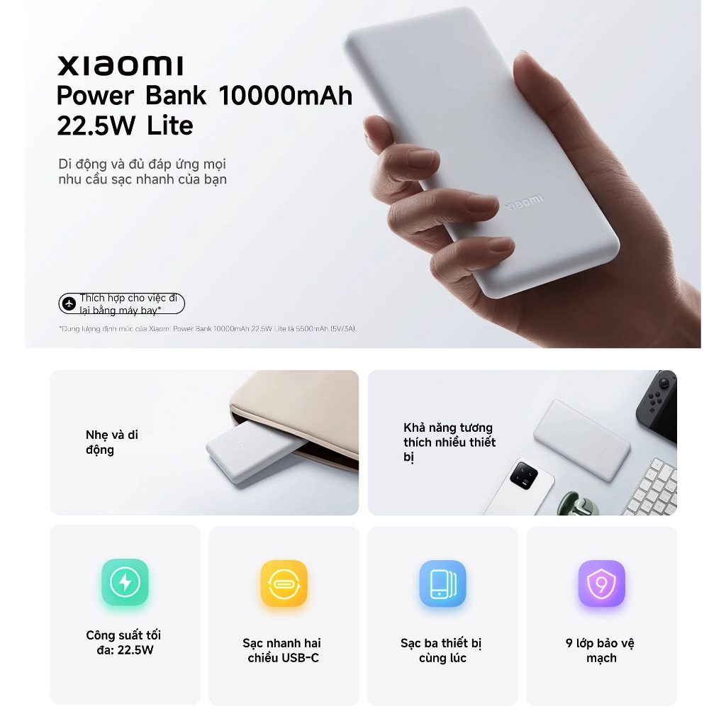 Ảnh Sạc Dự Phòng Xiaomi Power Bank 10000mAh 22.5W Lite TH | Sạc Nhanh | Sạc Cùng Lúc Nhiều Thiết Bị | Bảo Hành 12 Tháng 3
