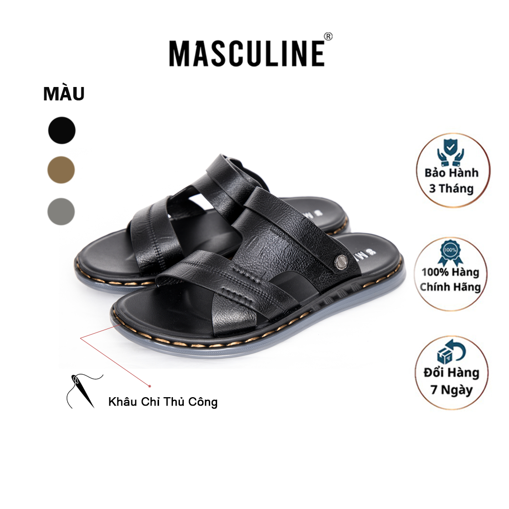 Dép da nam cao cấp MASCULINE, Dép trung chính hãng, thiết kế lịch lãm đằng cấp phái mạnh - MDC500