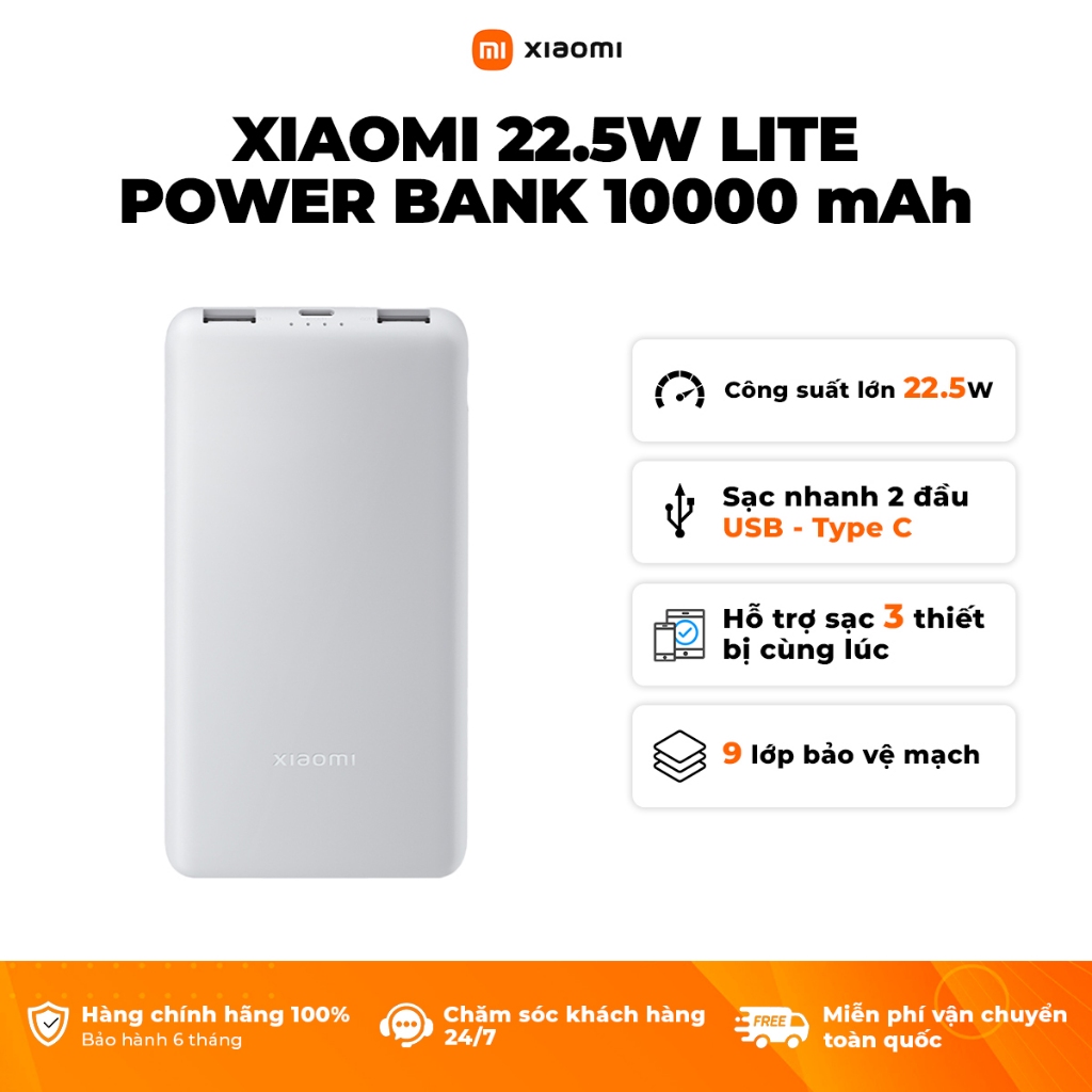 Ảnh Sạc Dự Phòng Xiaomi Power Bank 10000mAh 22.5W Lite TH | Sạc Nhanh | Sạc Cùng Lúc Nhiều Thiết Bị | Bảo Hành 12 Tháng 2