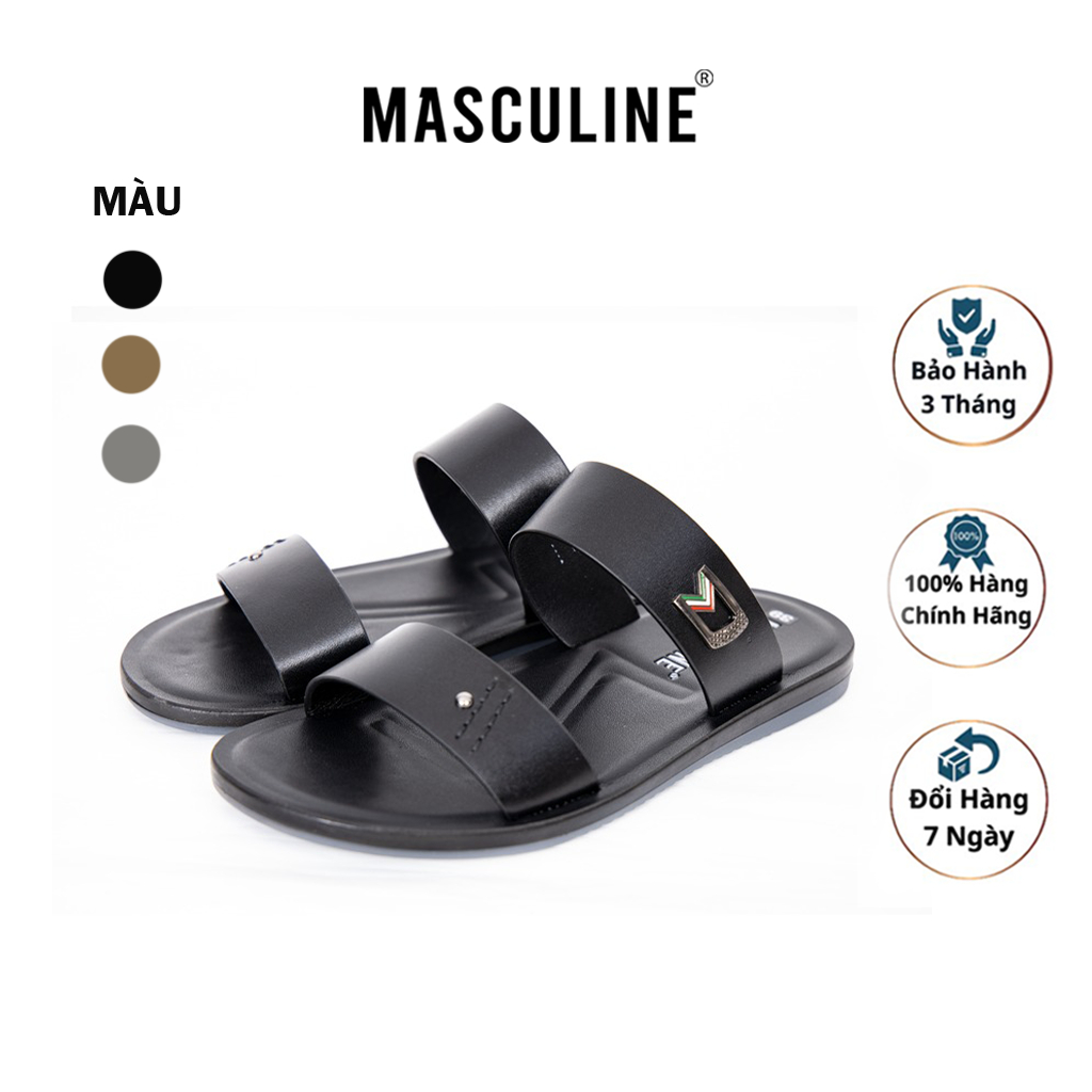 Dép nam cao cấp MASCULINE, Dép da trung quai ngang lịch lãm, đẳng cấp phái mạnh - MDC503