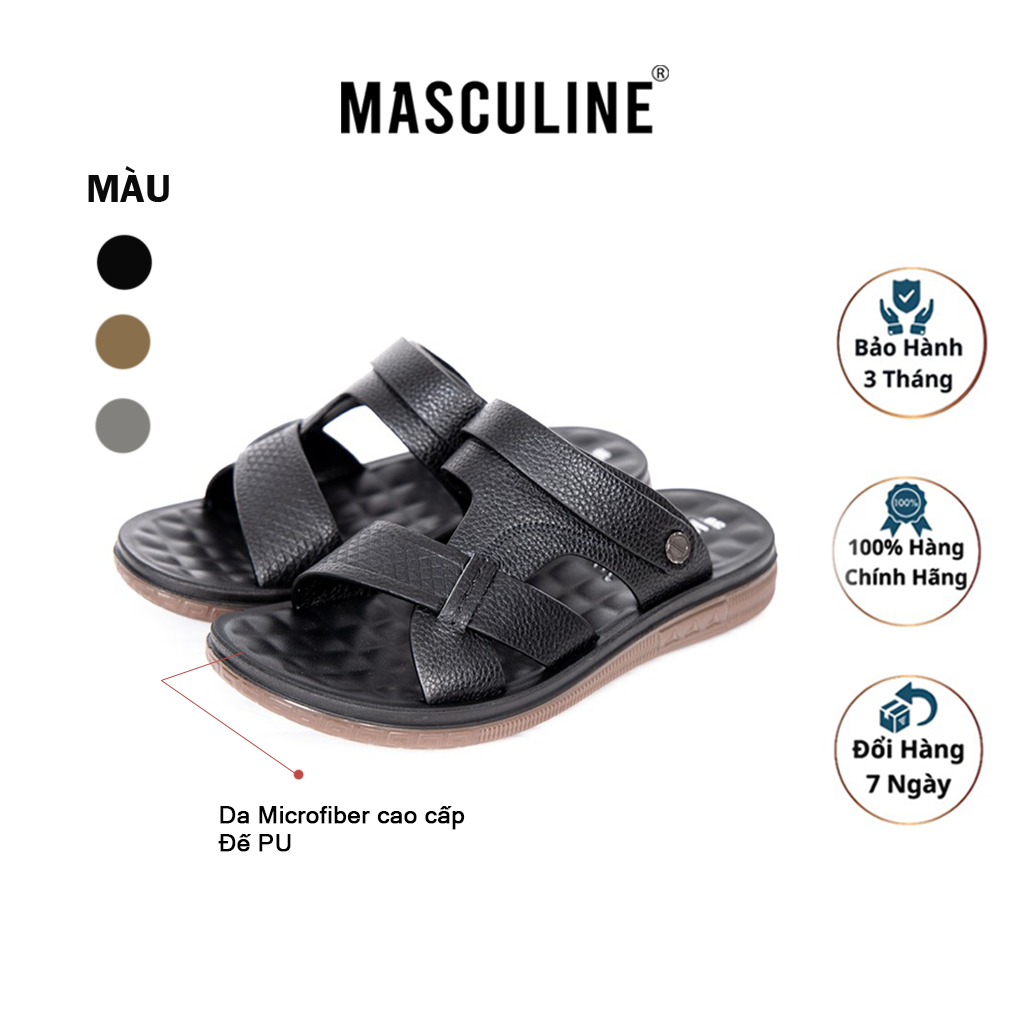 Dép da nam cao cấp MASCULINE, Dép trung chính hãng, thiết kế lịch lãm đằng cấp phái mạnh - MDC505