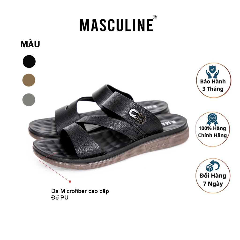 Dép da nam cao cấp MASCULINE, Dép trung chính hãng, thiết kế lịch lãm đằng cấp phái mạnh - MDC506
