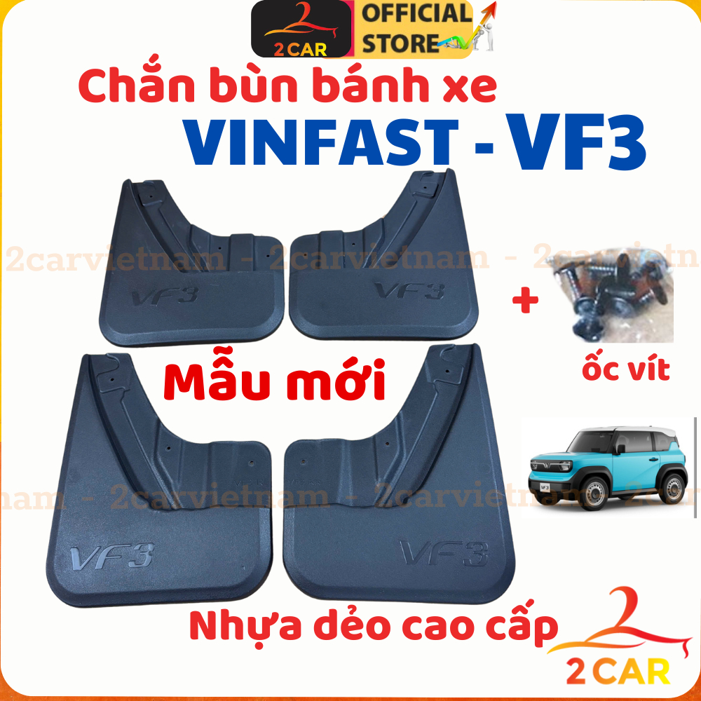 Chắn bùn bánh xe Vinfast VF3 - bộ 4 tấm kèm ốc vít đầy đủ, hạn chế bùn đất bắn lên xe