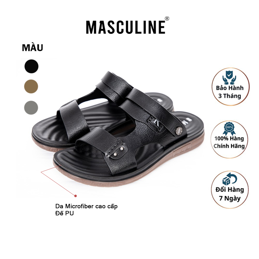 Dép da nam cao cấp MASCULINE, Dép trung chính hãng, thiết kế lịch lãm đằng cấp phái mạnh - MDC507