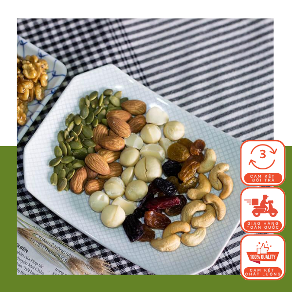 Mix 4 Loại Hạt Điều Tách Vỏ - Bí Xanh - Óc Chó - Hạnh Nhân Cao Cấp - 500g