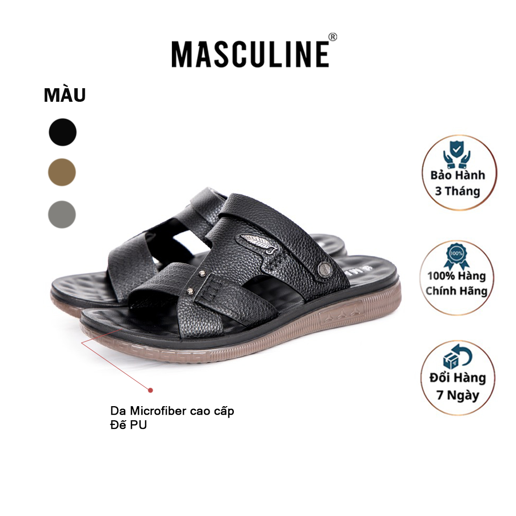 Dép da nam cao cấp MASCULINE, Dép trung chính hãng, thiết kế lịch lãm đằng cấp phái mạnh - MDC508