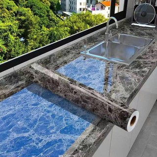 Cuộn 10M Decal tráng nhôm dán tường, dán bếp giả vân đá 3D khổ rộng 60cm mã QD028