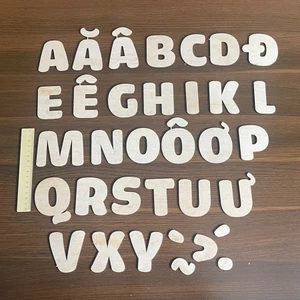 Bảng Chữ Cái Gỗ Cao 7cm - Bộ Khuôn Chữ Béo Bằng Gỗ Trang Trí Các Góc - Bảng Chữ Cái Tiếng Việt