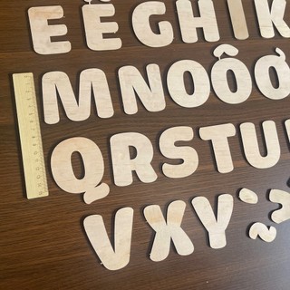 Bảng Chữ Cái Gỗ Cao 7cm - Bộ Khuôn Chữ Béo Bằng Gỗ Trang Trí Các Góc - Bảng Chữ Cái Tiếng Việt