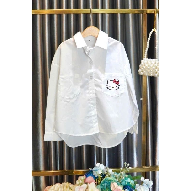 SALE SALE Áo sơ mi form rộng bé gái giấu quần , áo sơ mi bé gái Hàn Quốc freesize, áo cặp mẹ và bé gái