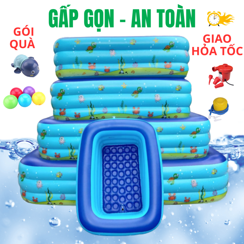 Bể Bơi, Phao Bơi 2M6/2m1/1m8/1m5/1m3/1m2 Dùng Ngoài Trời  2 Lớp Chống Trơn Trượt Siêu Bền Đẹp