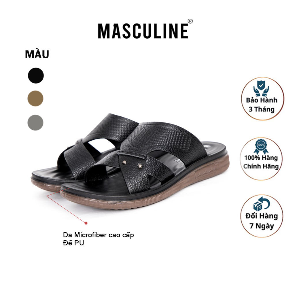 Dép da nam cao cấp MASCULINE, Dép trung chính hãng, thiết kế lịch lãm đằng cấp phái mạnh - MDC509