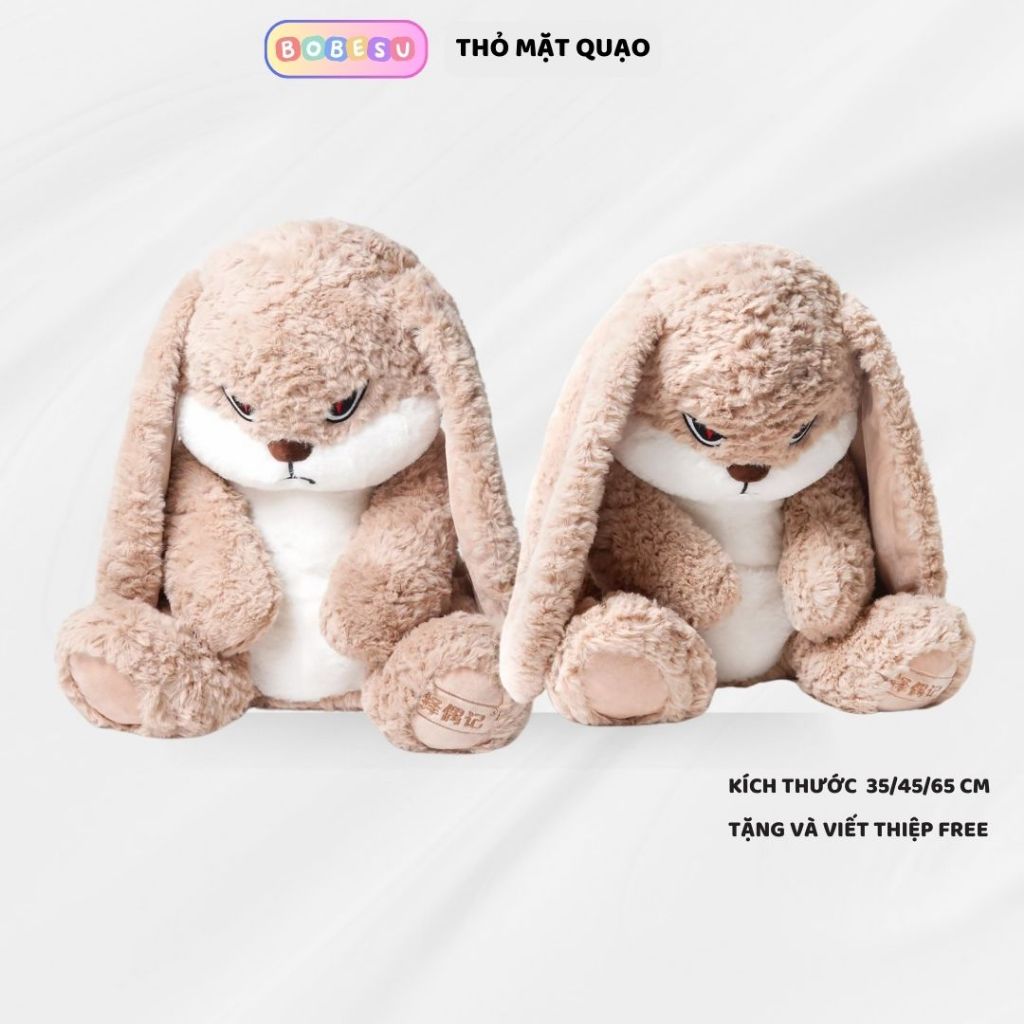 [ TẶNG VÀ VIẾT THIỆP ] Gấu bông thỏ mặt quạo dễ thương thỏ tai dài giận dỗi chất liệu lông xù cao cấp