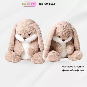 Gấu bông thỏ mặt quạo dễ thương thỏ tai dài giận dỗi chất liệu lông xù cao cấp