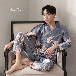 Pijama nam mặc nhà lụa cao cấp, đồ ngủ nam hồng hạc sang chảnh - Since Then