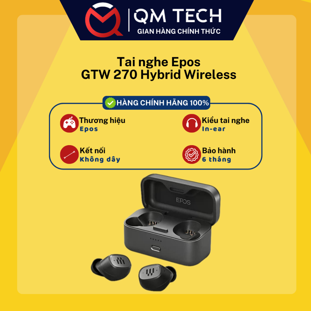 Tai nghe True Wireless Gaming EPOS GTW 270 Hybrid - QMTECH