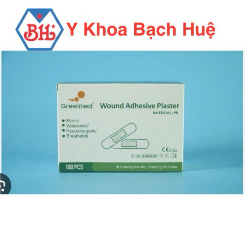 Combo 5 Hộp, Hộp 100 miếng Băng keo cá nhân GREETMED, băng cá nhân nâu.