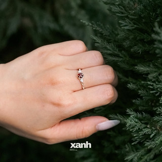 Nhẫn Diên Vĩ thiên nhiên đa sắc ngũ hành may mắn, lấp lánh thanh lịch văn phòng - Xanh Jewelry