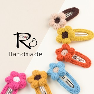 Set 2 kẹp tóc bông hoa len dễ thương cho nữ và bé gái |Cặp tóc mái xinh xắn |Shop Rô Handmade