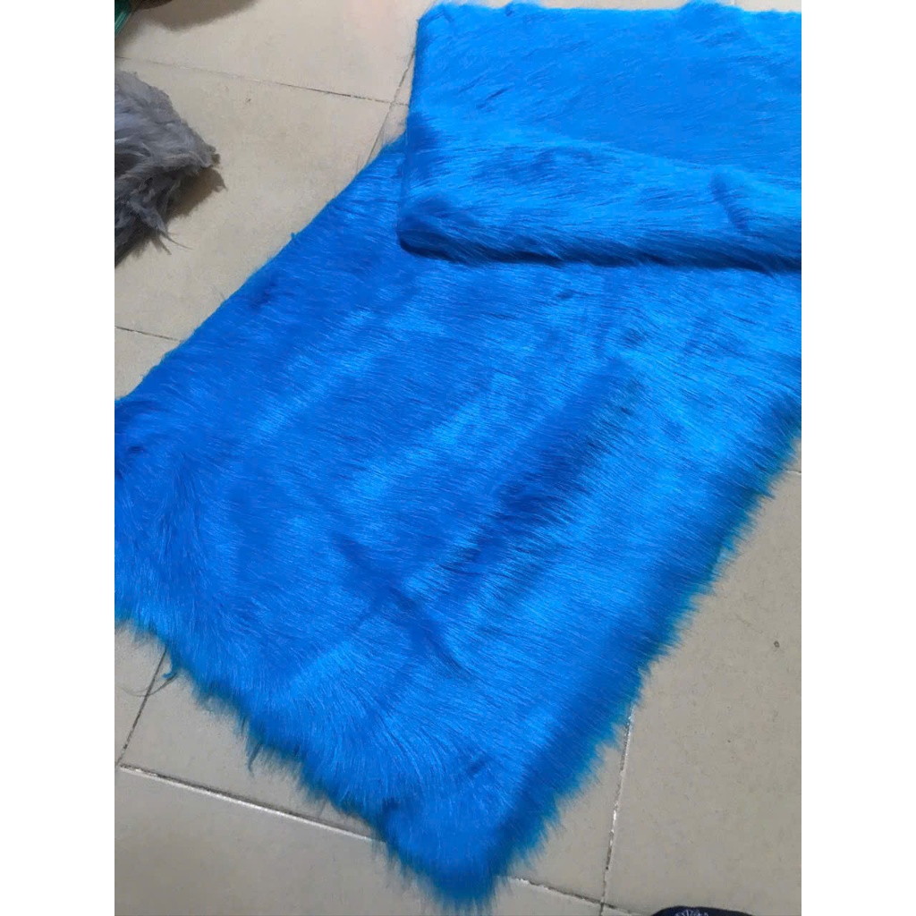 Vải Lông May Quần Áo Lông Lân - Thảm Lông Chụp Hình Màu Xanh Dương Lông 5cm