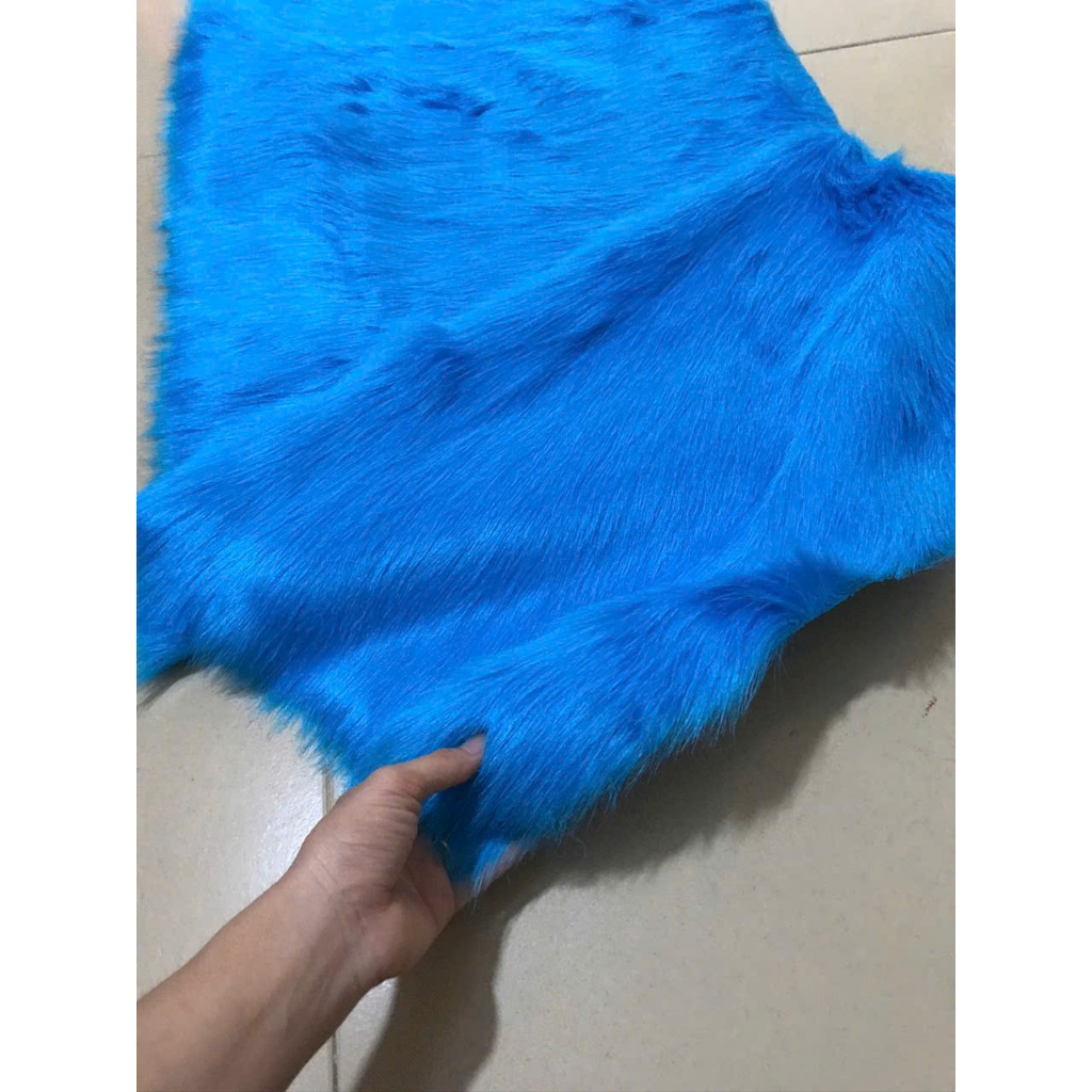 Vải Lông May Quần Áo Lông Lân - Thảm Lông Chụp Hình Màu Xanh Dương Lông 5cm
