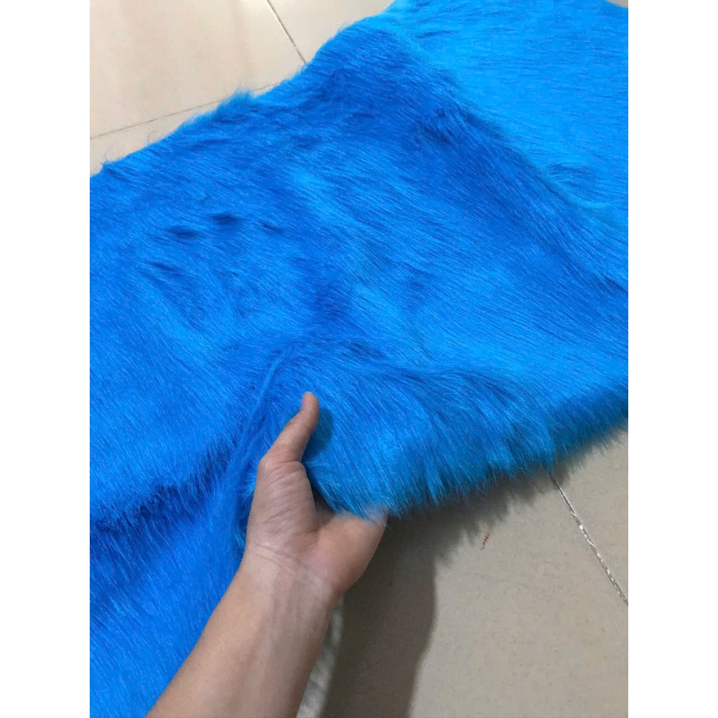 Vải Lông May Quần Áo Lông Lân - Thảm Lông Chụp Hình Màu Xanh Dương Lông 5cm