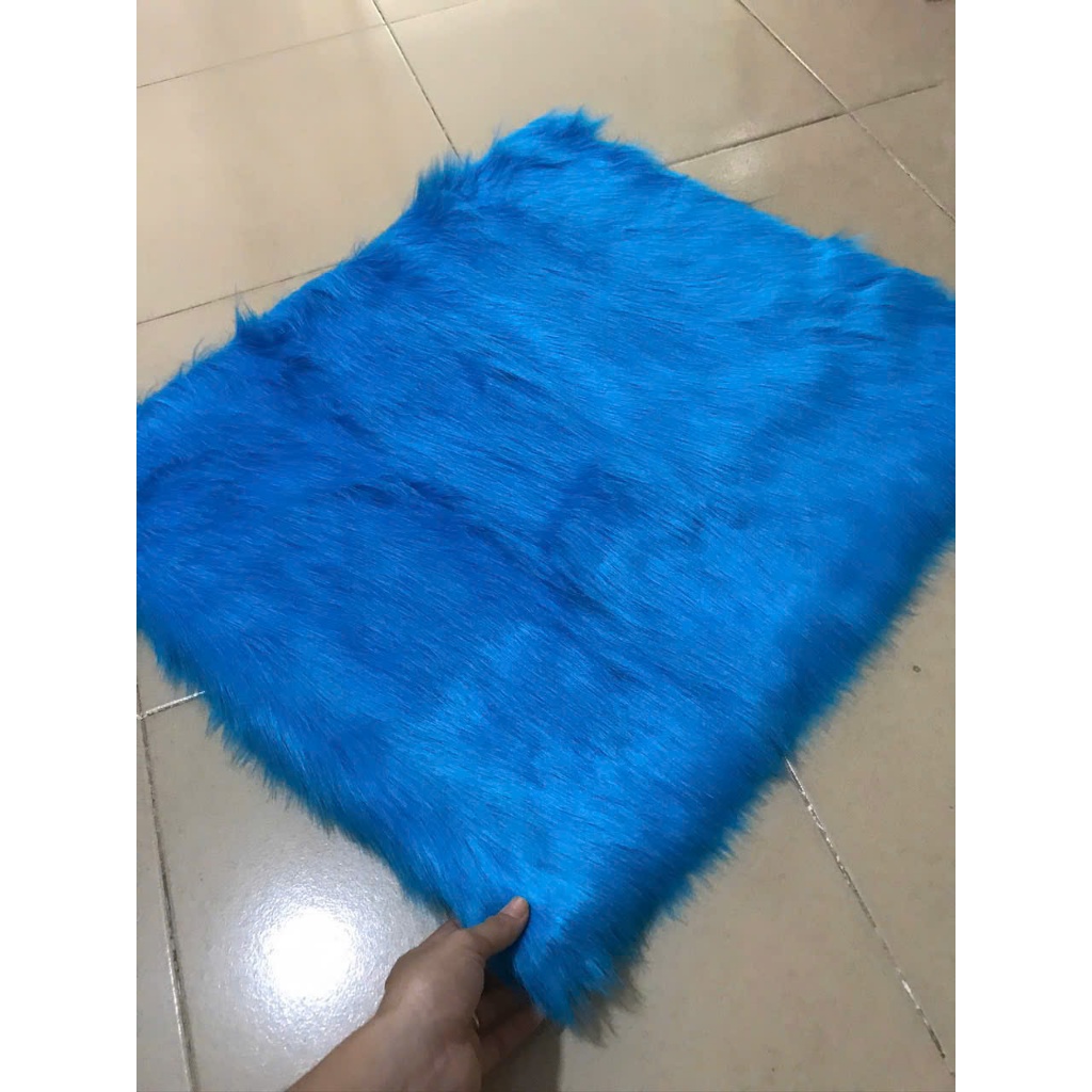 Vải Lông May Quần Áo Lông Lân - Thảm Lông Chụp Hình Màu Xanh Dương Lông 5cm