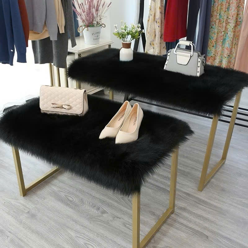 THẢM LÔNG TRẢI BÀN TRANG ĐIỂM - THẢM GIÁ RẺ MÀU ĐEN LÔNG DÀI 5CM