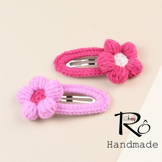 Set 2 kẹp tóc bông hoa len dễ thương cho nữ và bé gái |Cặp tóc mái xinh xắn |Shop Rô Handmade