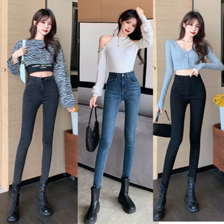 Quần Jeans SKINNY nữ dáng ôm cạp cao co giãn form ÔM tôn dáng màu xanh đen trơn MIAA phong cách trẻ trung