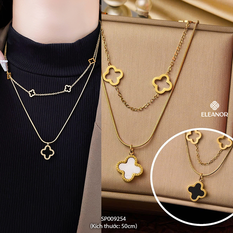 Dây chuyền nữ titan Eleanor Accessories kiểu dáng đa dạng cỏ 4 lá phụ kiện trang sức vòng cổ 9252