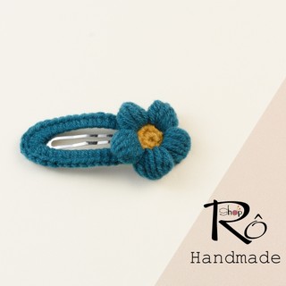 Kẹp tóc hoa len móc năm cánh cho nữ và bé gái 6.5cm |Cặp tóc phong cách dịu dàng |Shop Rô Handmade