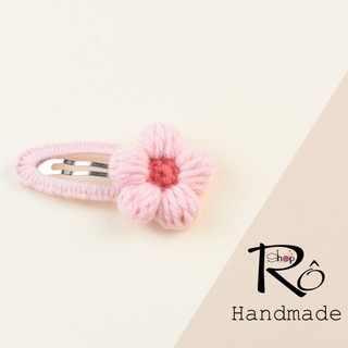 Kẹp tóc hoa len móc năm cánh cho nữ và bé gái 6.5cm |Cặp tóc phong cách dịu dàng |Shop Rô Handmade
