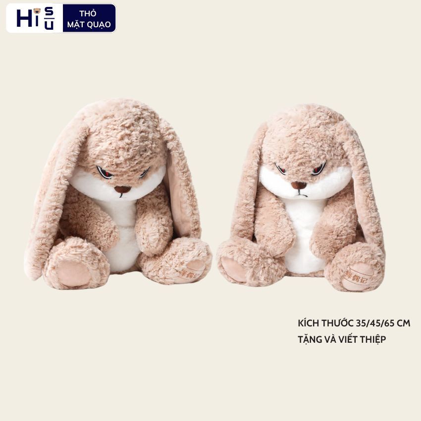 Gấu bông thỏ mặt quạo đáng yêu Thỏ khó tính tai dài lông xù cao cấp làm quà tặng cho người yêu, trẻ em