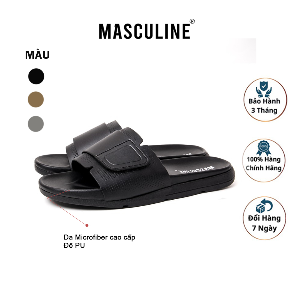 Dép nam cao cấp MASCULINE, Dép da chính hãng kiểu dáng trẻ trung, đế TPR chống trơn trượt - MCT503