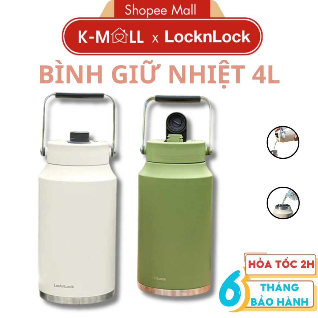 Bình Giữ Nhiệt LocknLock Slo Water Jug LHC4302 Dung Tích 4L, 2 Màu, Có Quai Xách - K-MALL