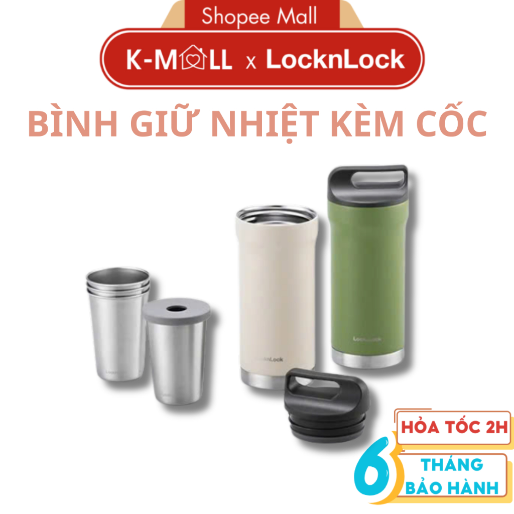 Bình Giữ Nhiệt LocknLock Hybrid Tumbler Set LHC4303 (420mlx1/190mlx4), 2 Màu, Có Quai Xách - K-MALL