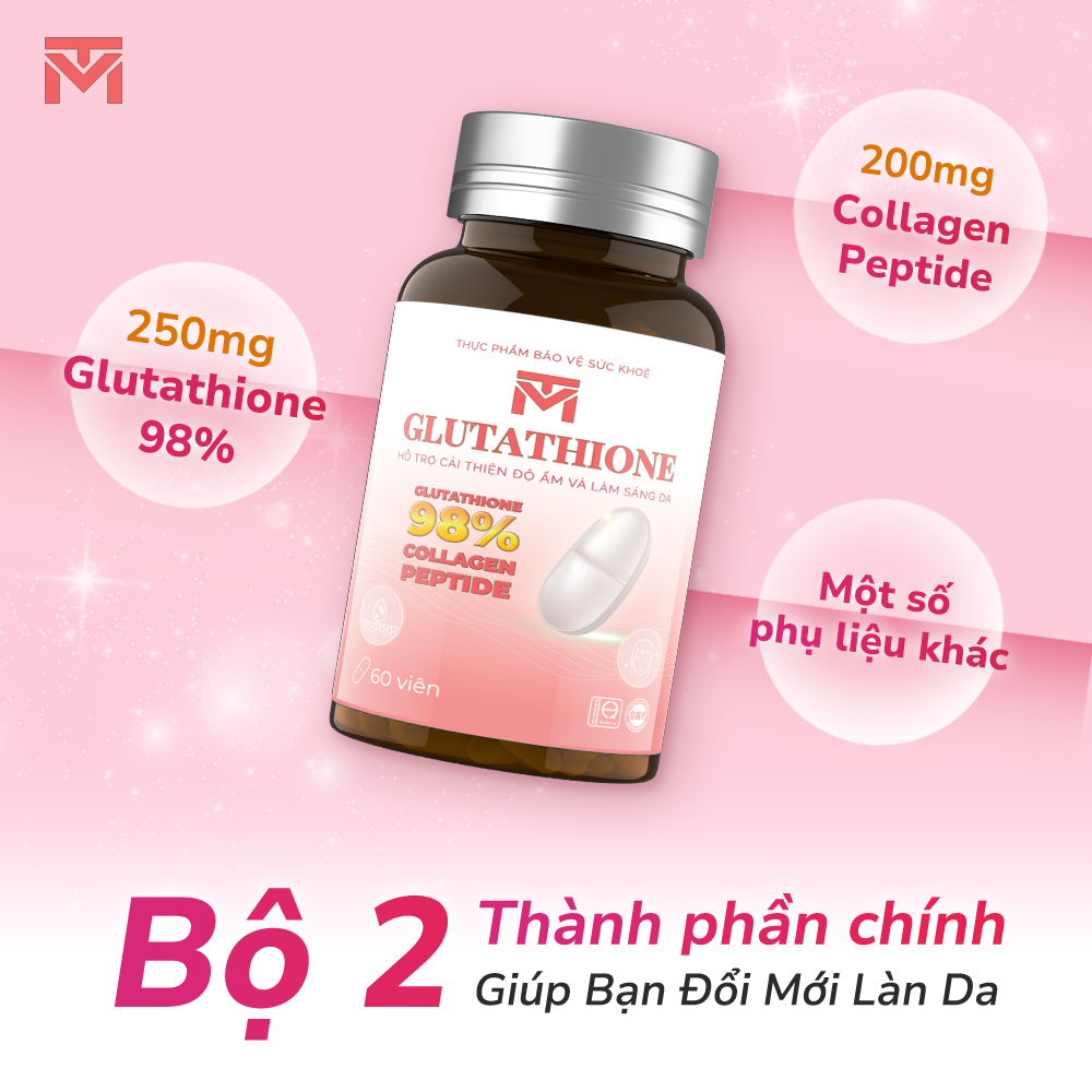 Ảnh Viên uống VTM Glutathione hỗ trợ làm sáng da, hỗ trợ giảm triệu chứng khô da, nhăn da, nám da - hộp 30 ngày 3