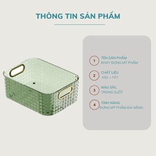 Khay Nhựa Đựng Đồ Họa Tiết Kim Cương Đựng Mỹ Phẩm, Đồ Dùng, Đồ Nhà Tắm Tay Cầm Inox Nhựa PP Dày Dặn