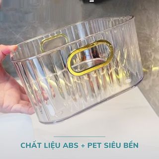 Khay Nhựa Đựng Đồ Họa Tiết Kim Cương Đựng Mỹ Phẩm, Đồ Dùng, Đồ Nhà Tắm Tay Cầm Inox Nhựa PP Dày Dặn