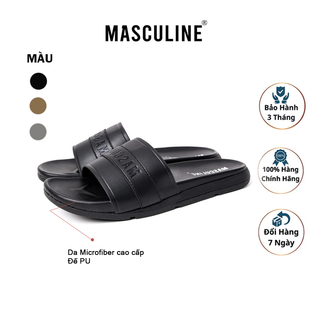 Dép nam cao cấp MASCULINE, Dép da chính hãng kiểu dáng trẻ trung, đế TPR chống trơn trượt - MCT504