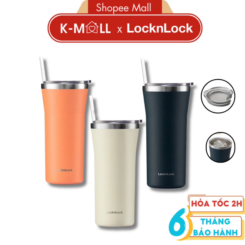 Ly giữ nhiệt LocknLock Daily Essential Tumbler LHC4325 dung tích 870ML, kèm ống hút và cọ rửa - K-MALL