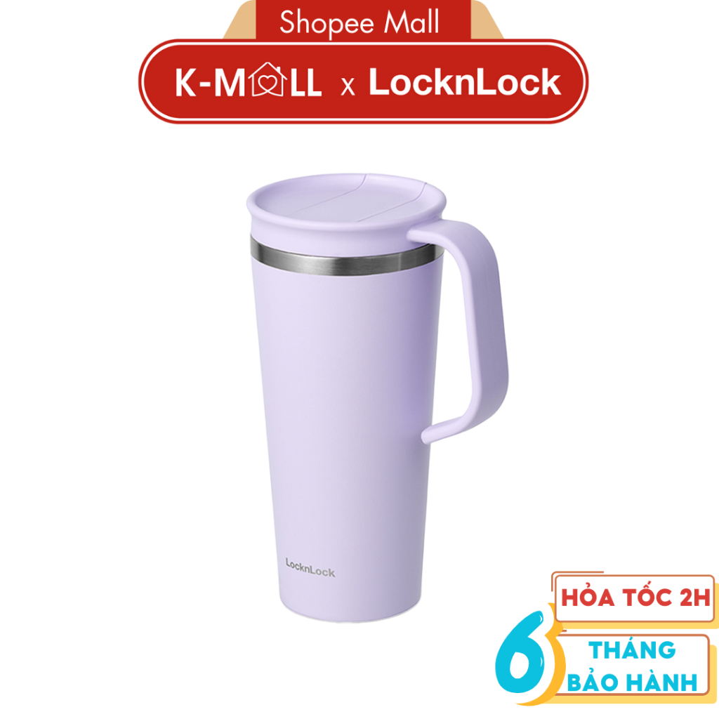 Bình giữ nhiệt Lock&Lock Daily Handle Tumbler 600ml LHC4330 Màu Tím , nắp trượt, có tay cầm - K-MALL