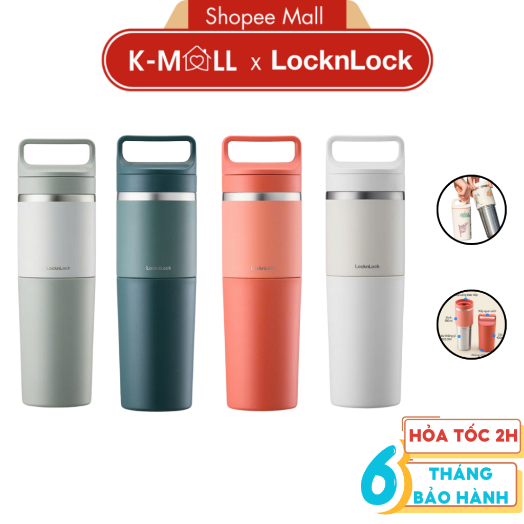 Bình giữ nhiệt Locknlock Slo 2in1 With Tumbler kết hợp cốc LHC4332 dung tích 600ML, 4 màu - K-MALL
