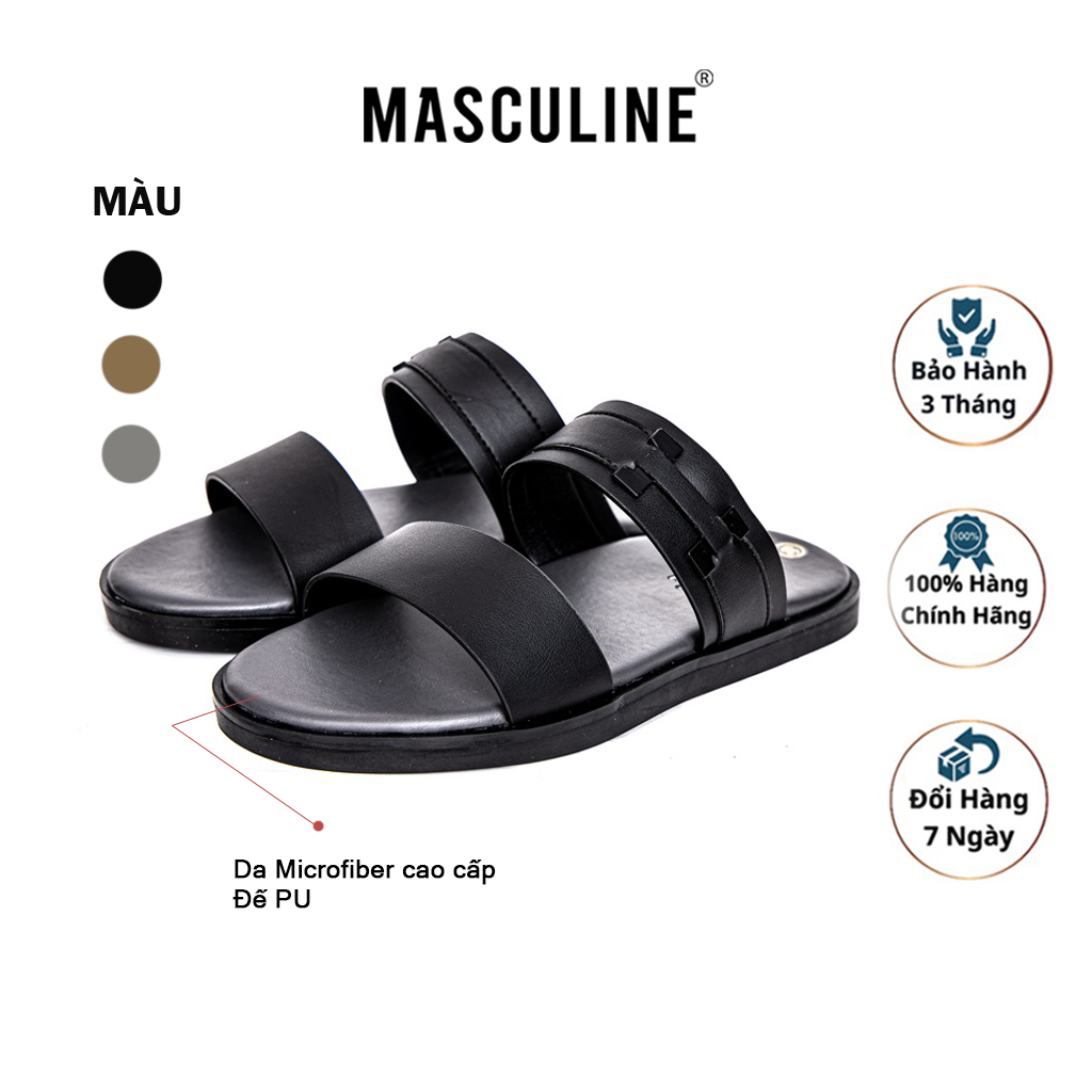 Dép nam cao cấp MASCULINE, Dép da chính hãng kiểu dáng trẻ trung, đế TPR chống trơn trượt - MCT506