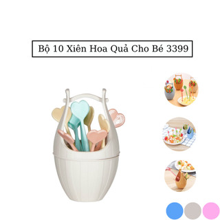 Bộ 10 dĩa xiên hoa quả kèm lọ đựng nhựa 3399 cho bé - Việt Nhật