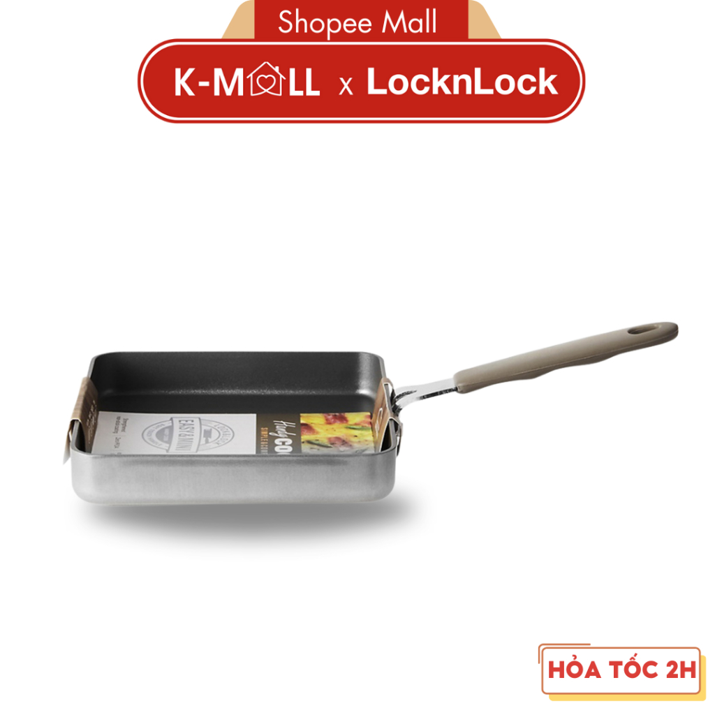 Chảo vuông 14cm LocknLock Handycook LHD1146 KHÔNG DÙNG TRÊN BẾP TỪ , tay cầm bọc Silicon  K-MAL